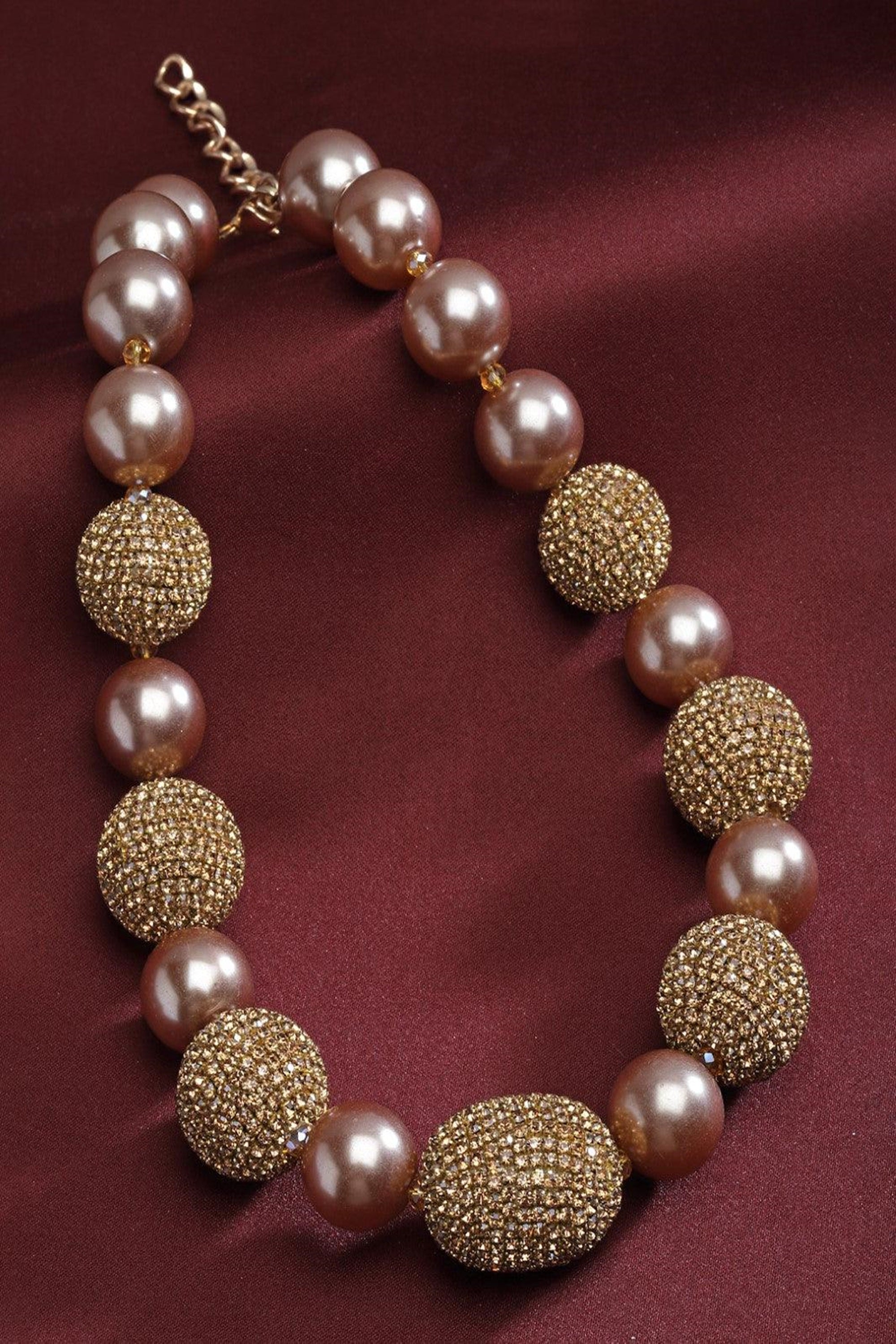 Crystal and Pearl Ball Necklace