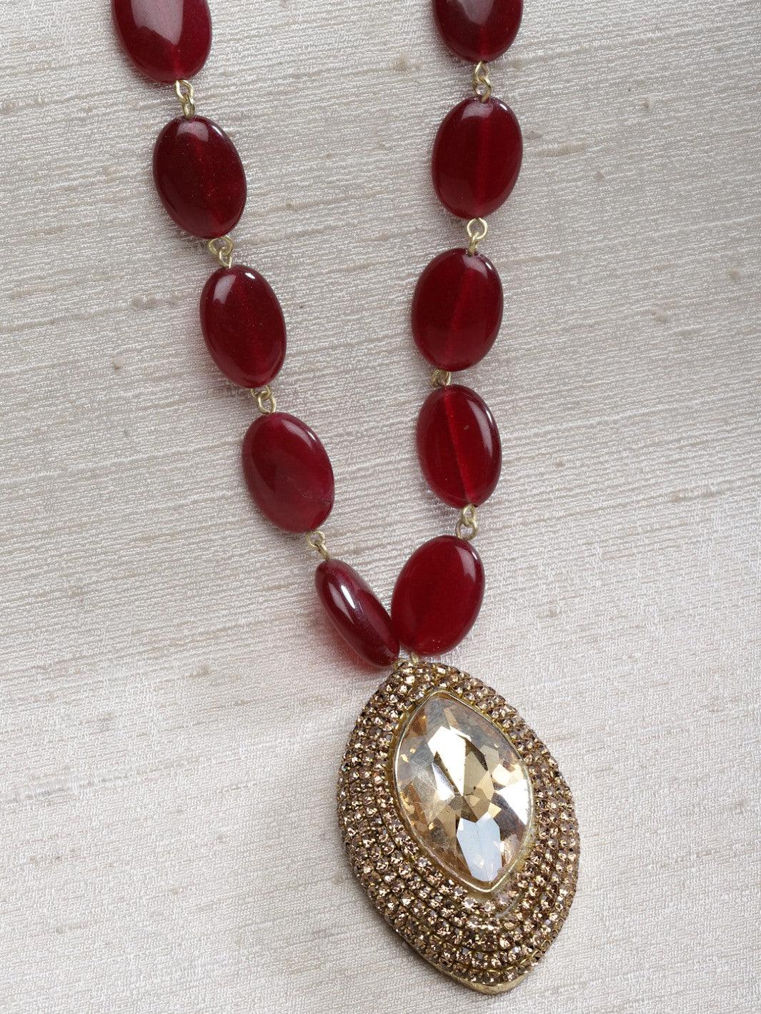 Gold Pendant with Semi precious stones - Bijoux by Priya
