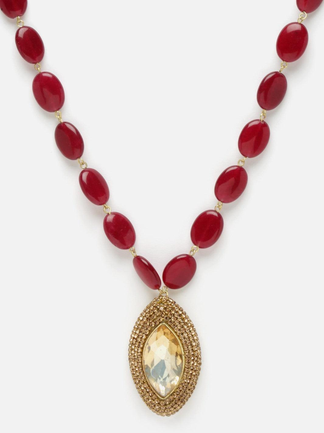 Gold Pendant with Semi precious stones - Bijoux by Priya
