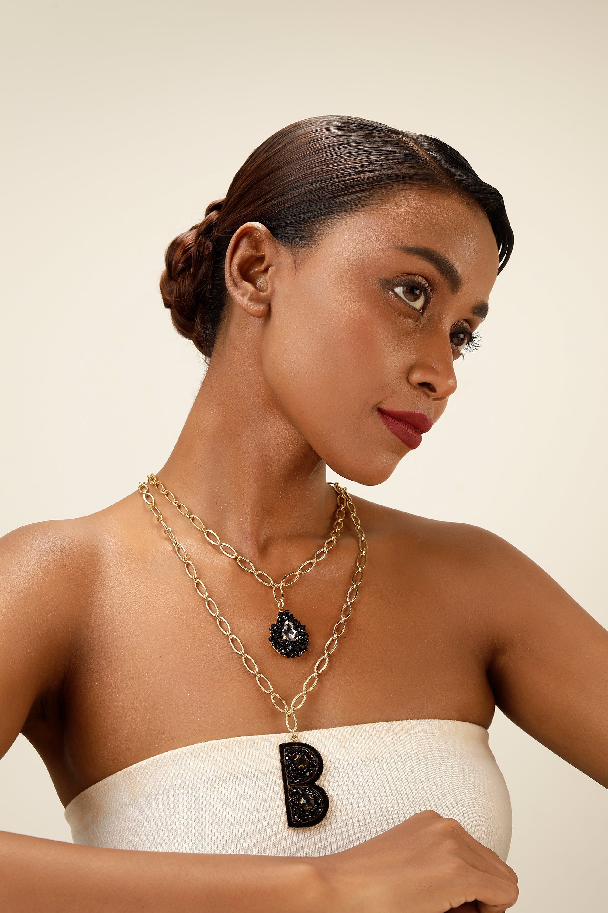 Personalised Letter Necklace – Black