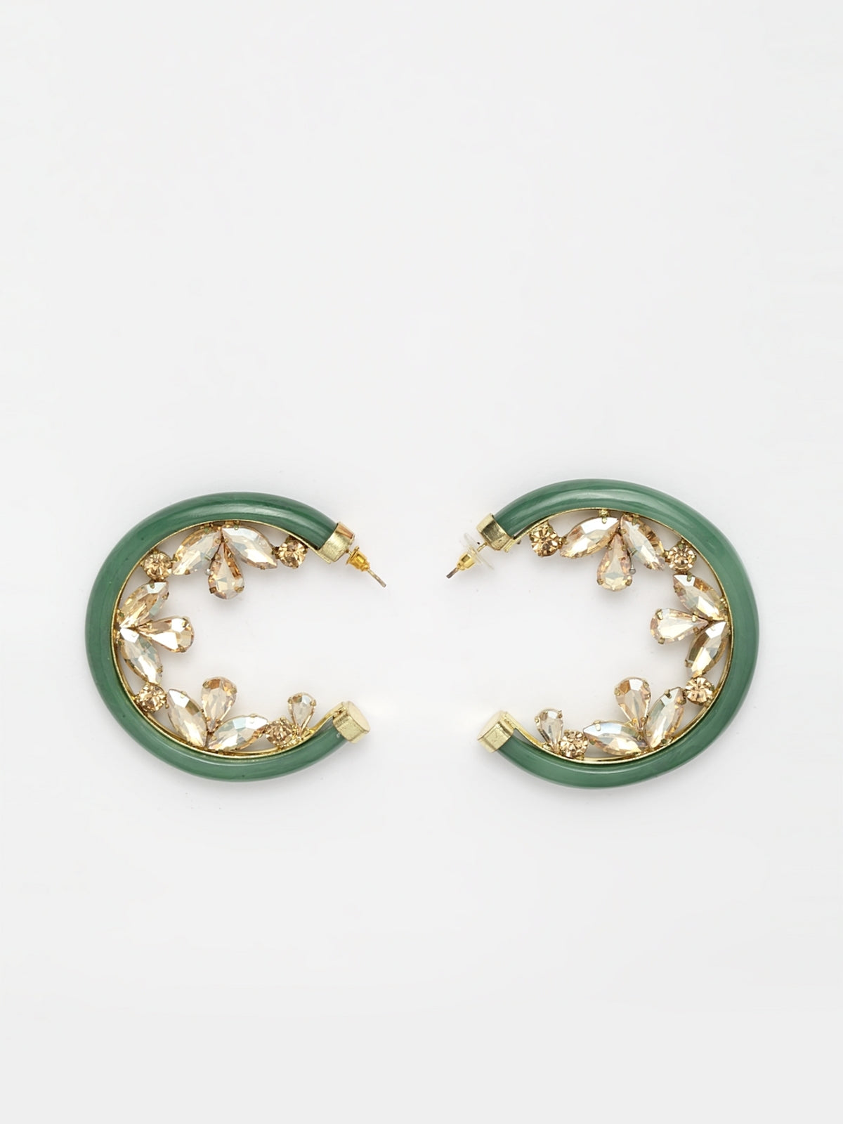 Green Half Hoop Earrings