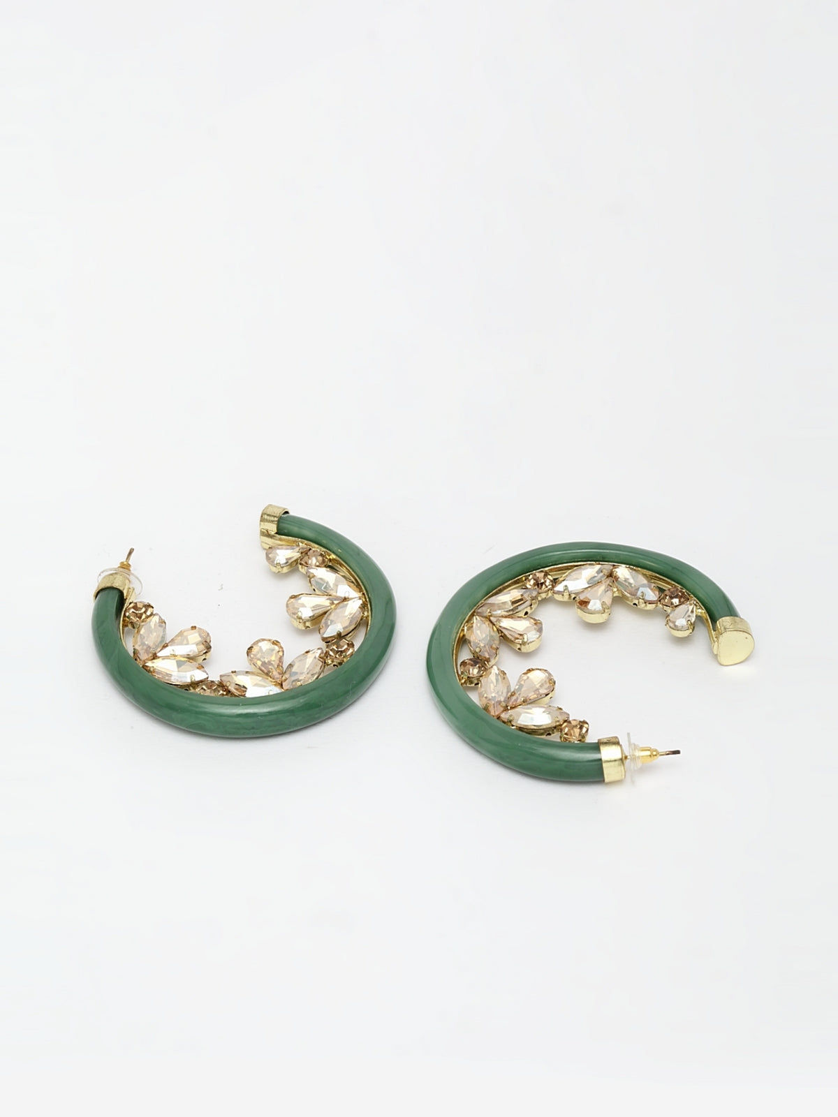 Green Half Hoop Earrings