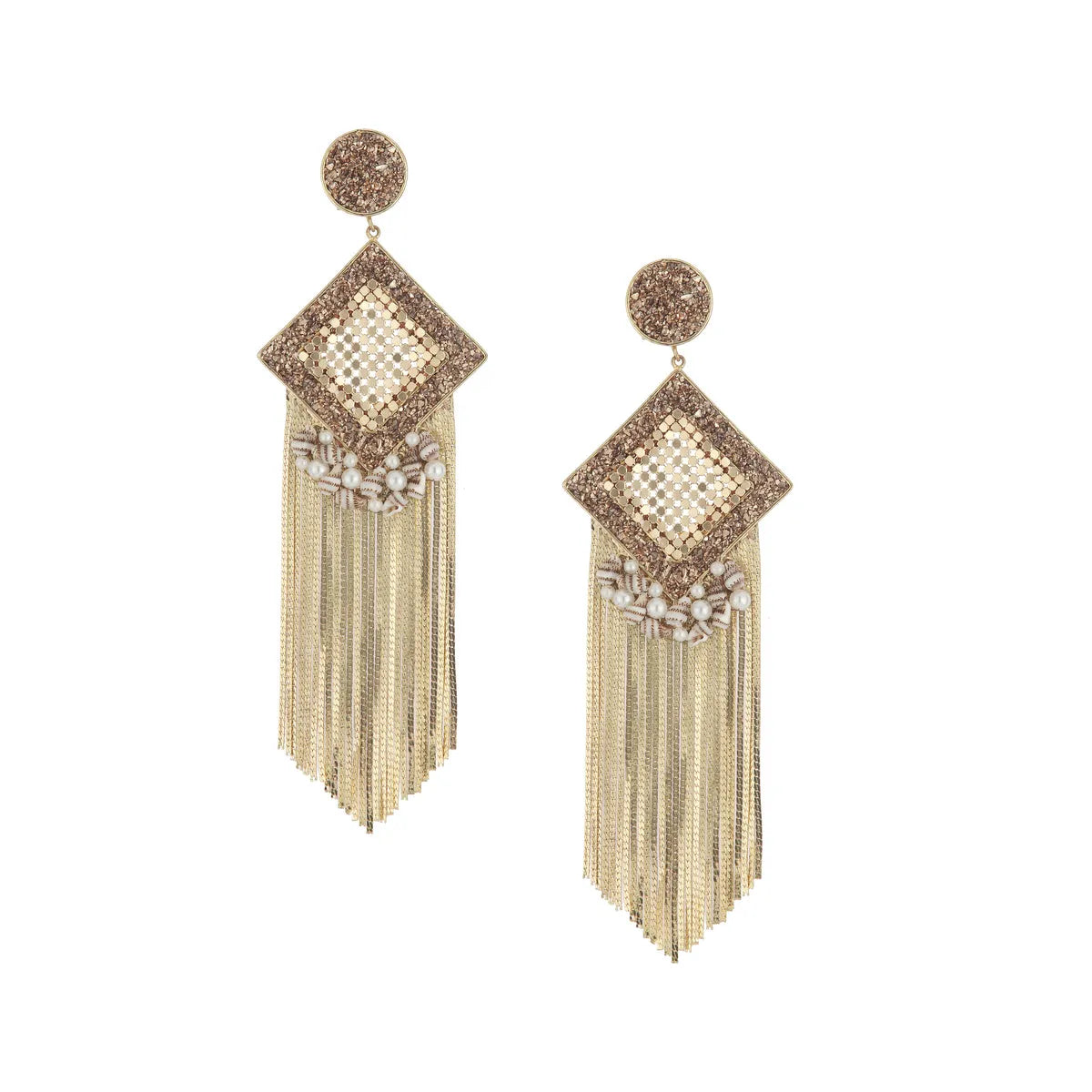 Gold Tassel Drop Earrings