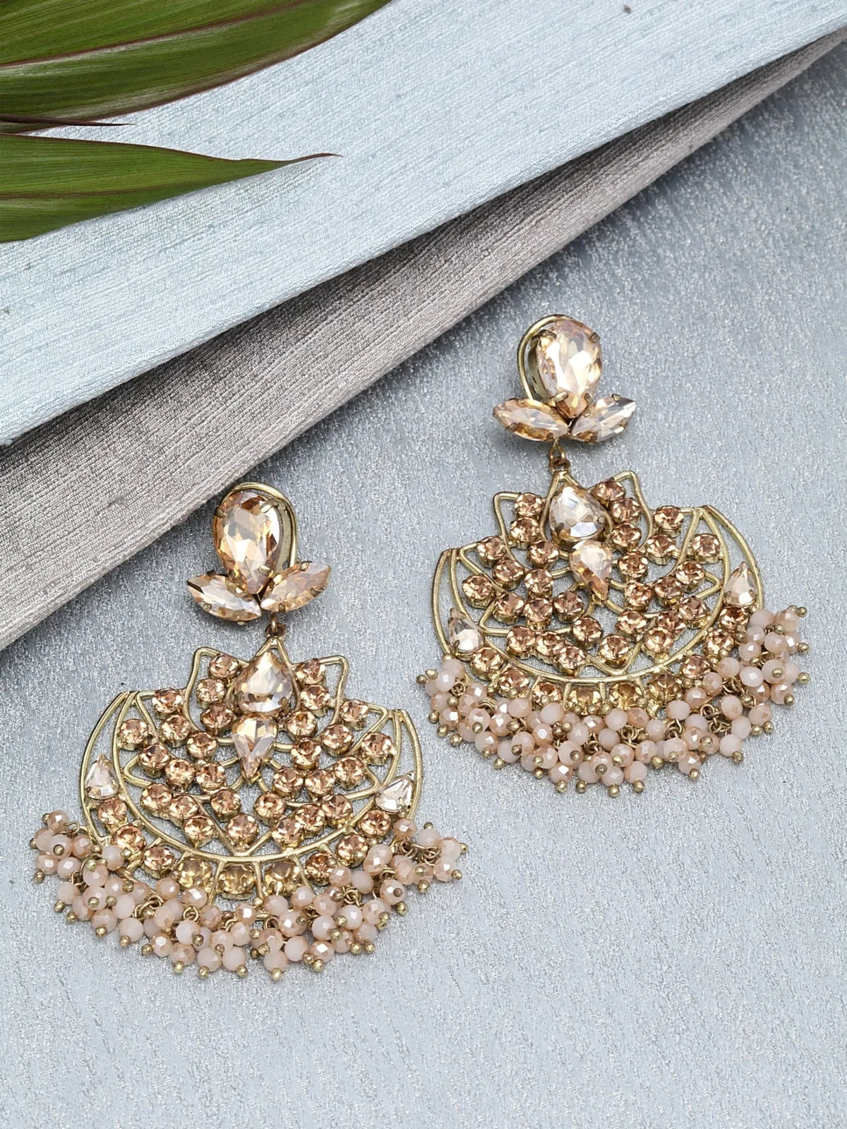 Gold Beaded Drop Earrings