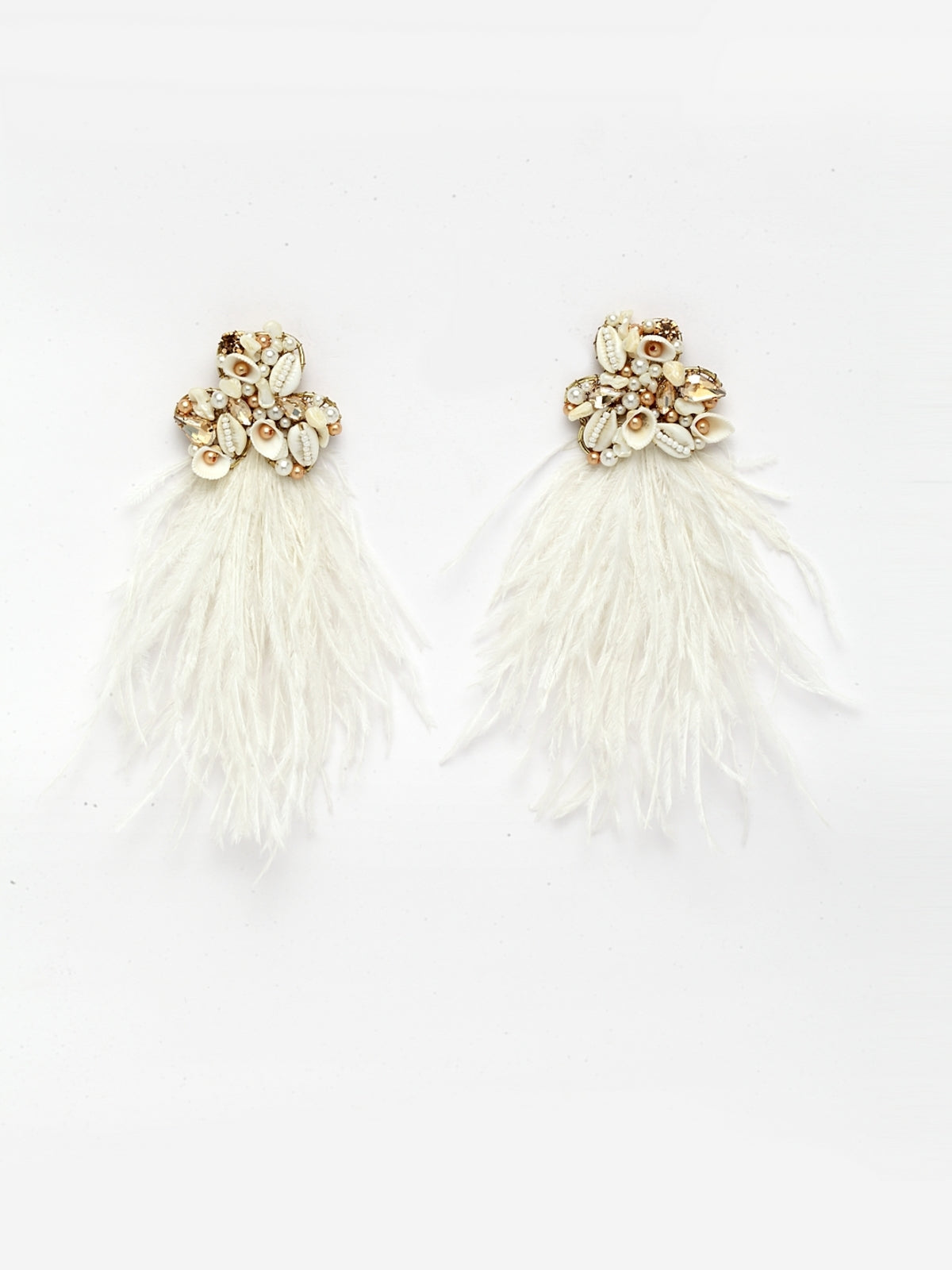 white Feather Tassel Earrings