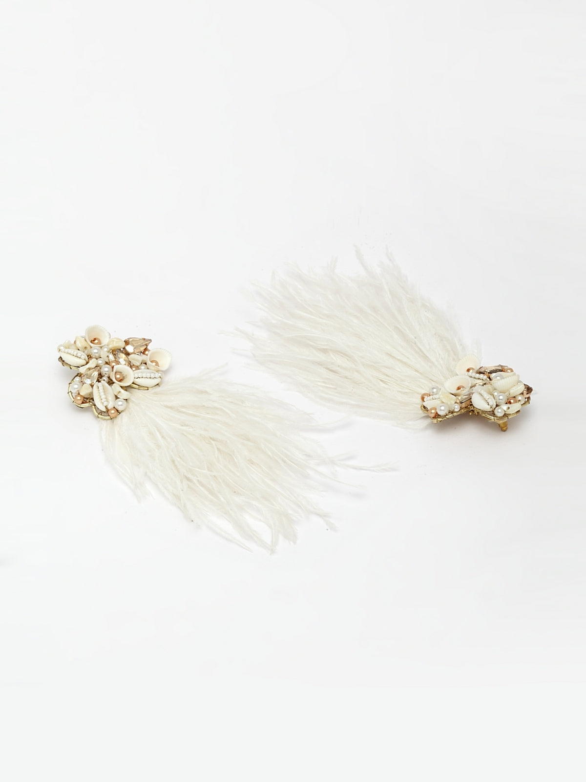 white Feather Tassel Earrings