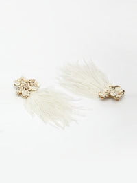 white Feather Tassel Earrings