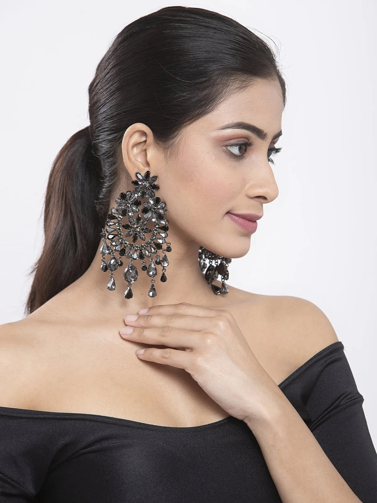 Black Crystal Dangle Earrings