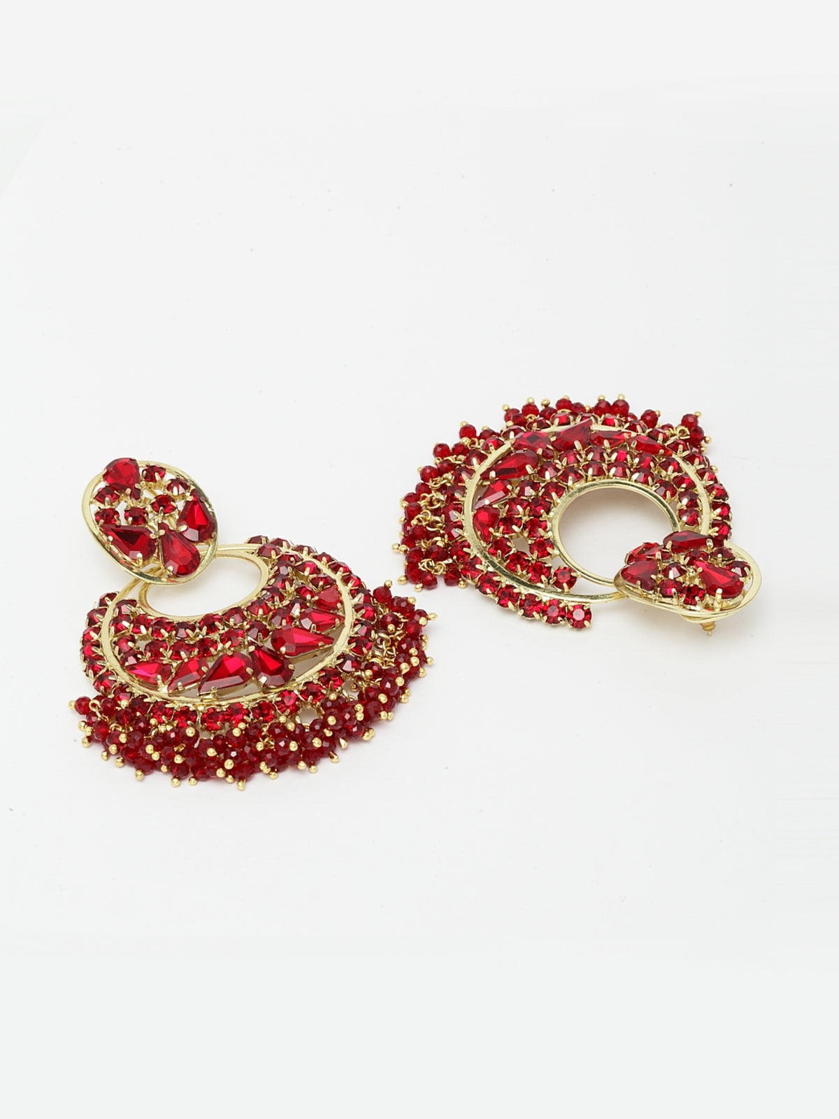 Red Beads Chandbali Earrings