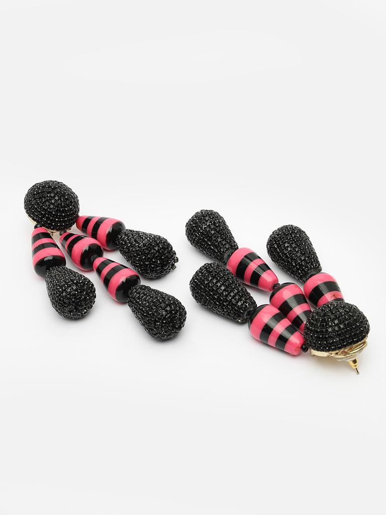 Pink and Black Dangler Earrings