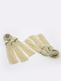 White Floral Tassel Earrings