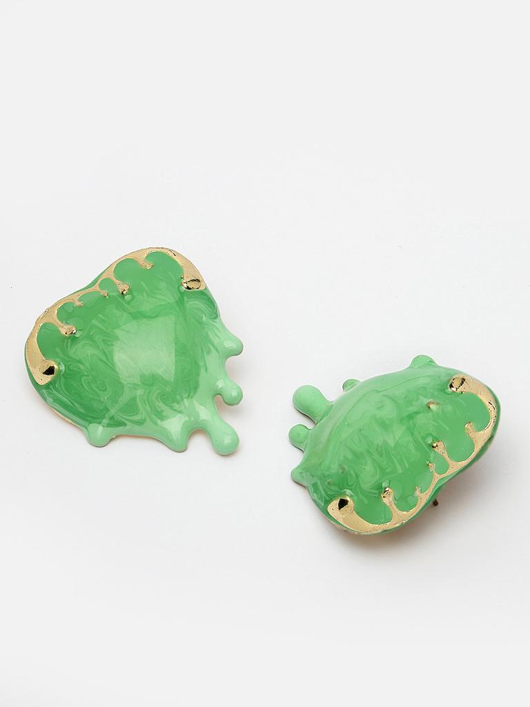 Green Heart Stud Earrings