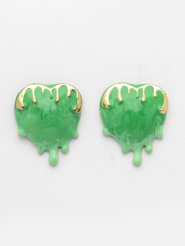 Green Heart Stud Earrings