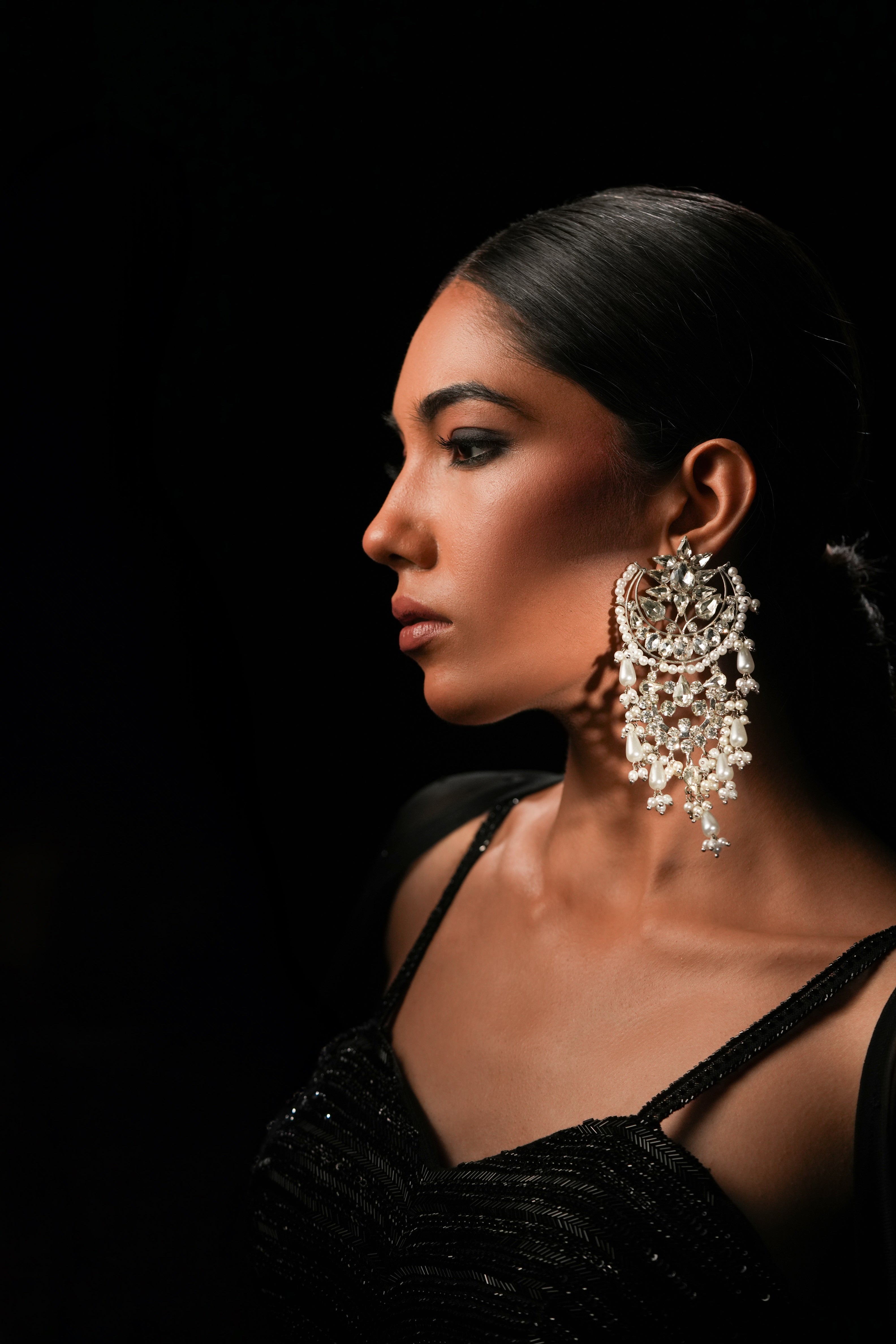 Half Moon Chandbali Earrings