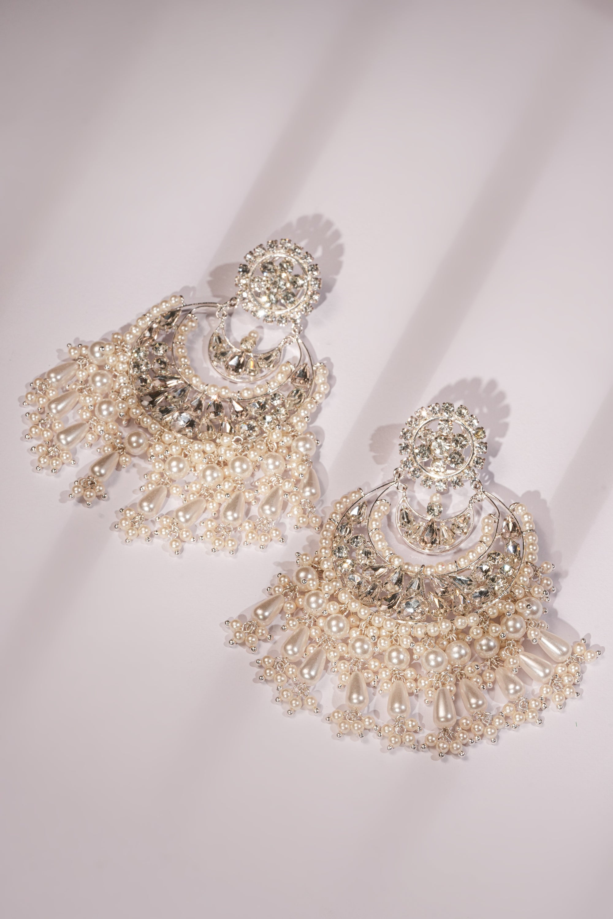 Pearl and Crystal Chandbali Earrings