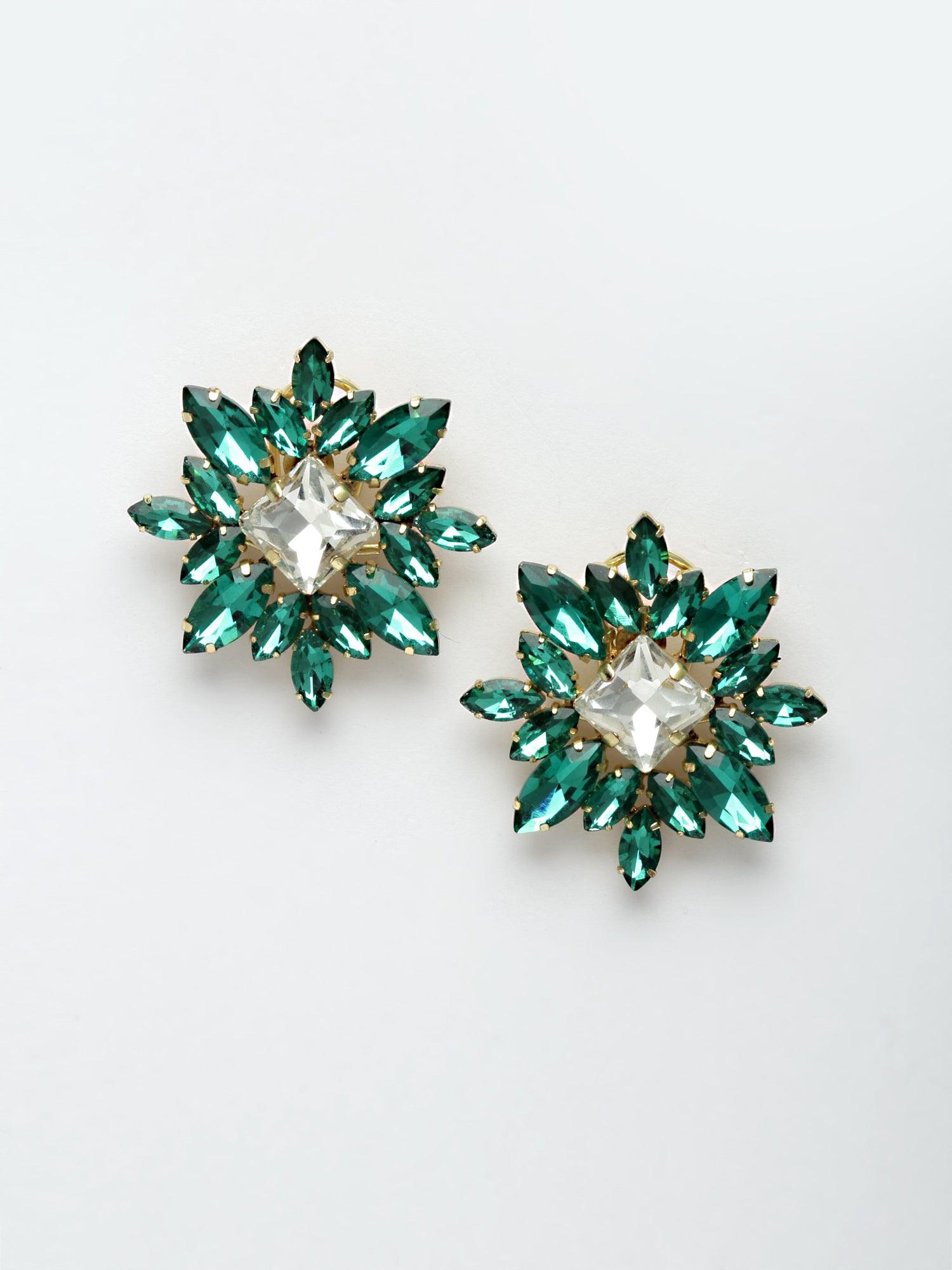 Emerald Green Crystal Stud Earrings