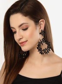 Black Amber Drop Earrings