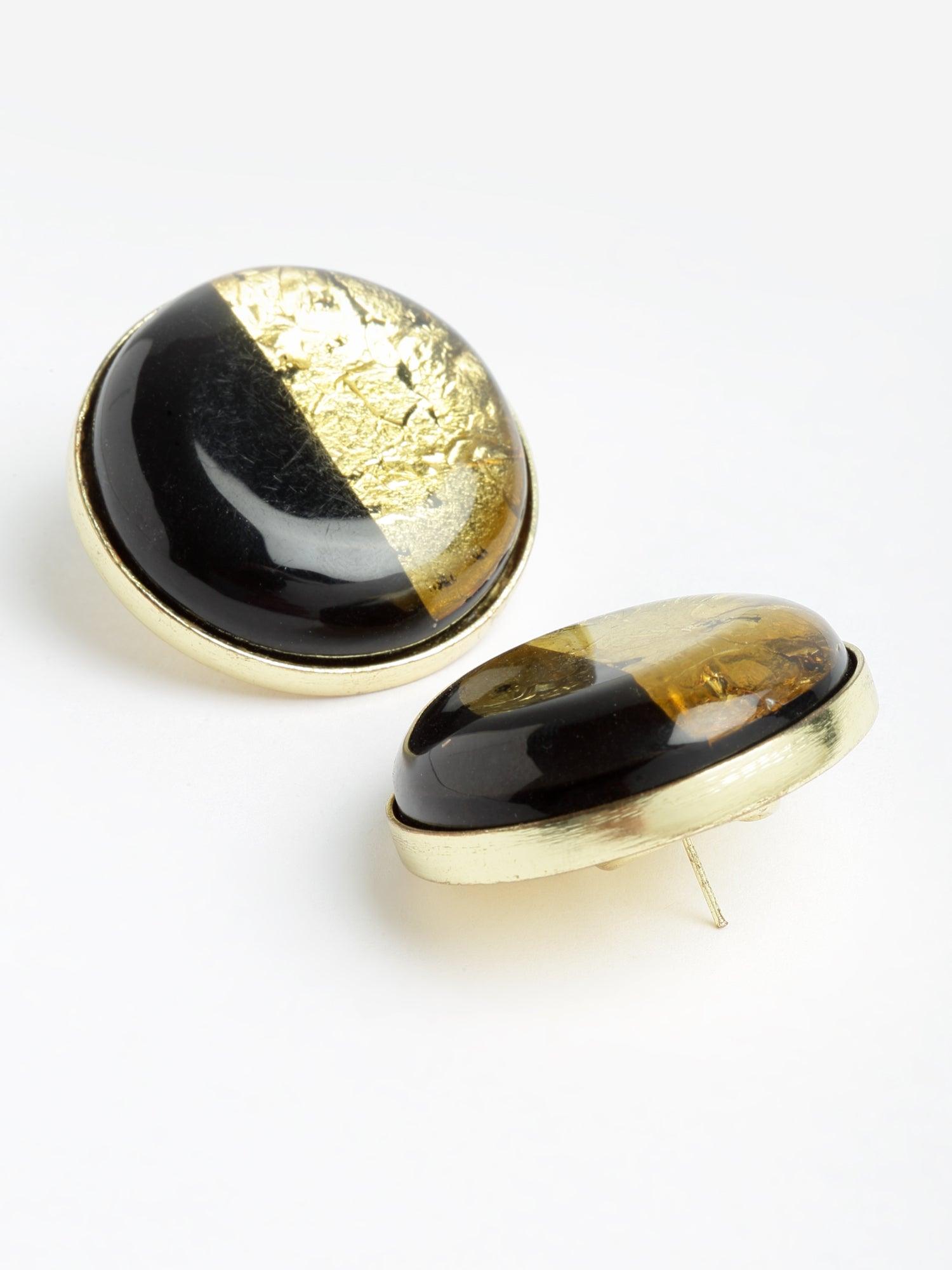 Black and Gold Stud Earrings