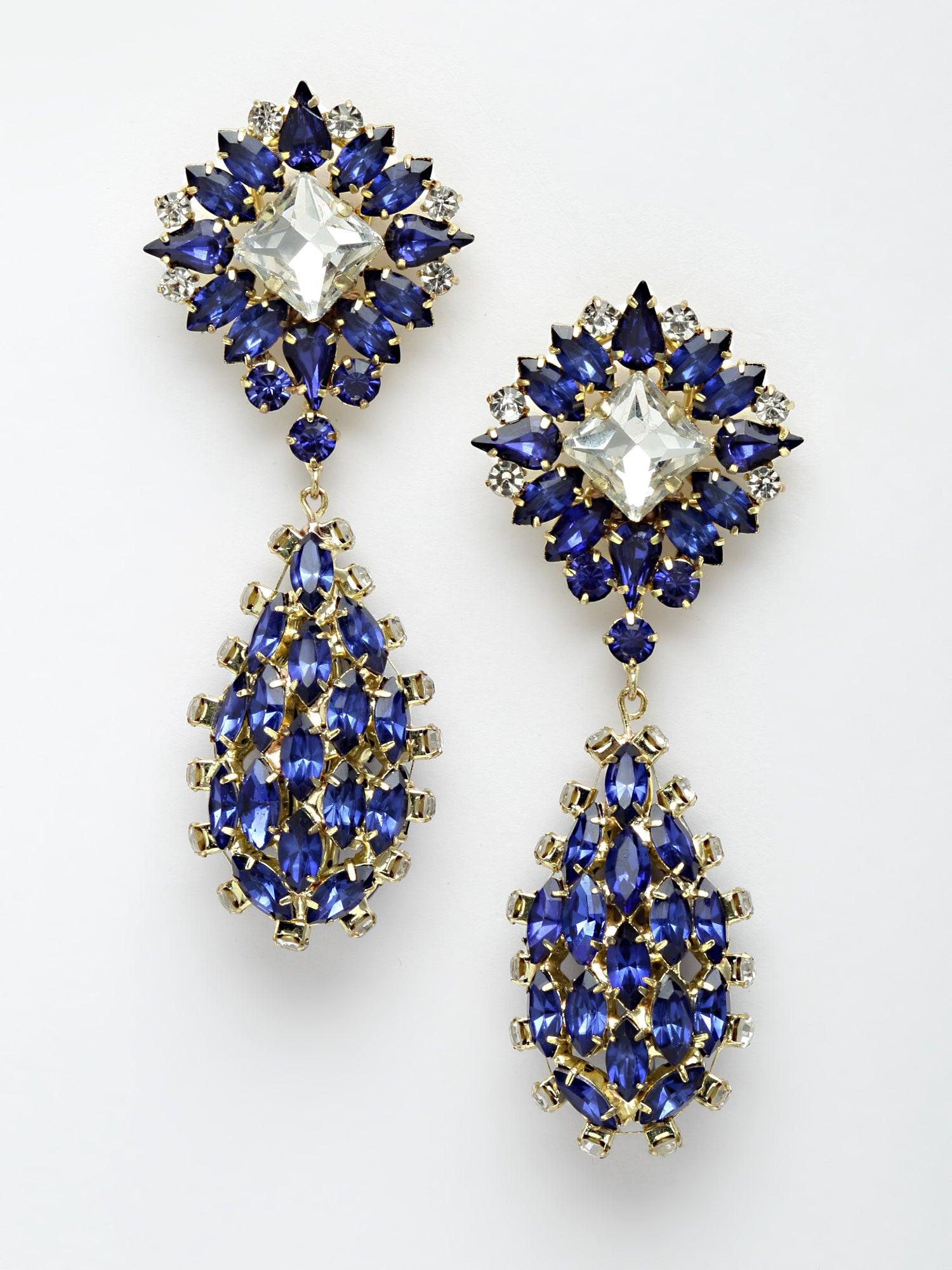 Blue Crystal Earrings - Bijoux by Priya
