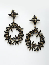Black Amber Drop Earrings