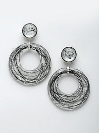 Silver Resin Hoop Earrings