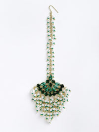 Green Maang Tikka - Bijoux by Priya